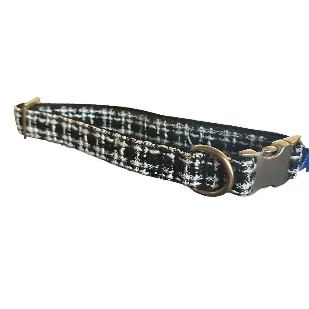 Top Paw Tweed Plaid Adjustable Dog Collar Size‎ Large Black White Boucle Fashion - Picture 2 of 3